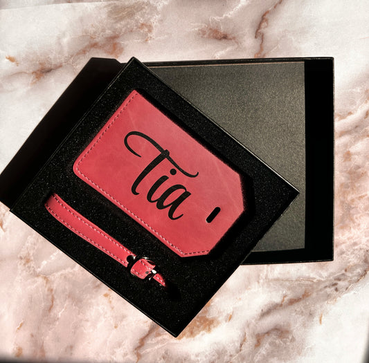 custom leather luggage tag