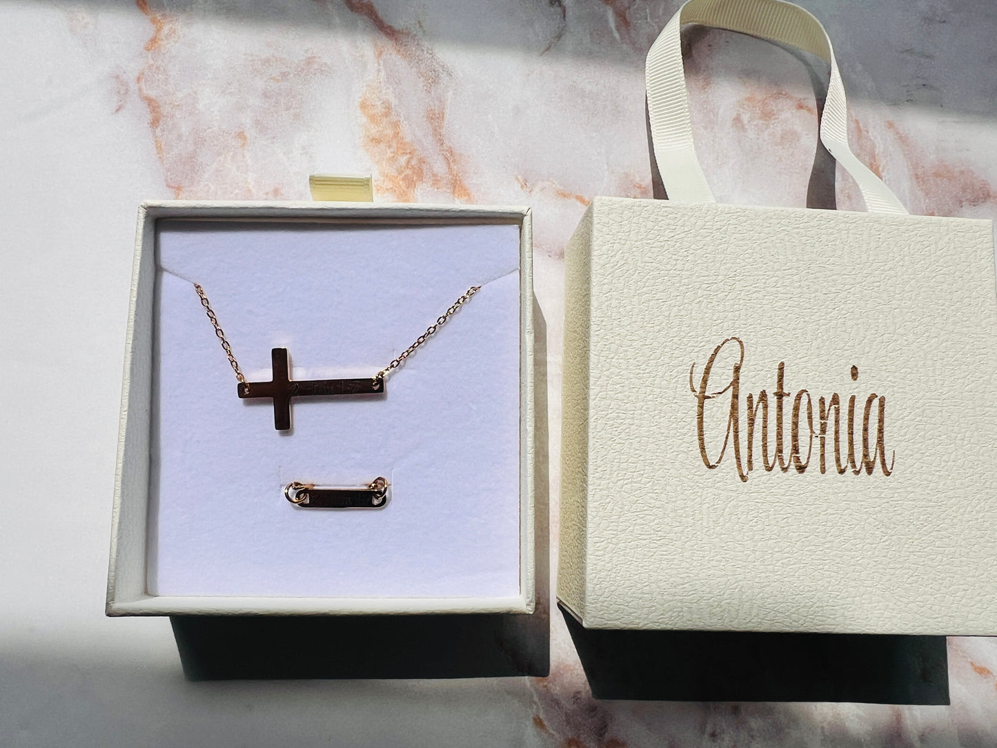 Personalized Horizontal Cross Pendant Necklace