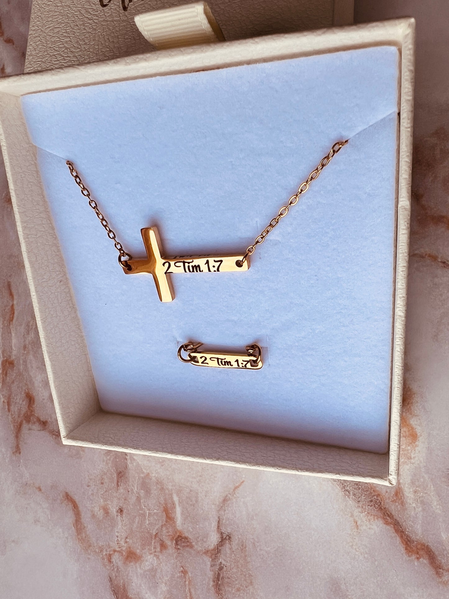 Personalized Horizontal Cross Pendant Necklace
