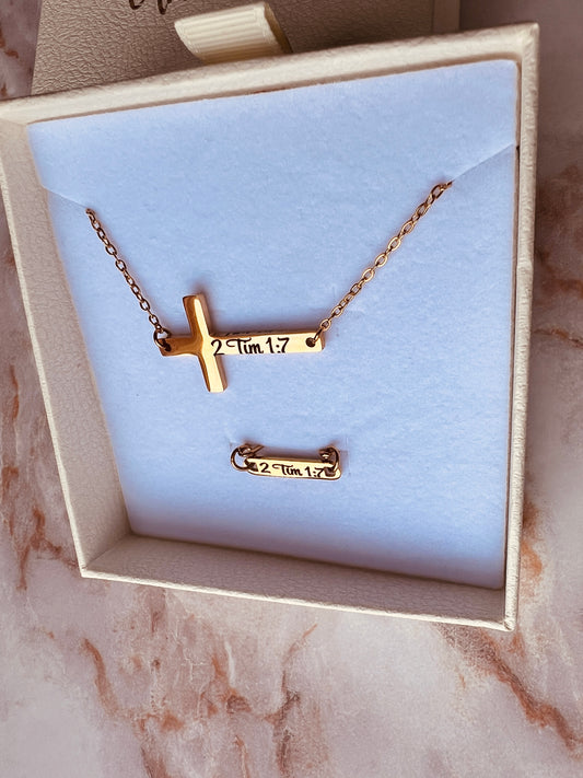 Personalized Horizontal Cross Pendant Necklace