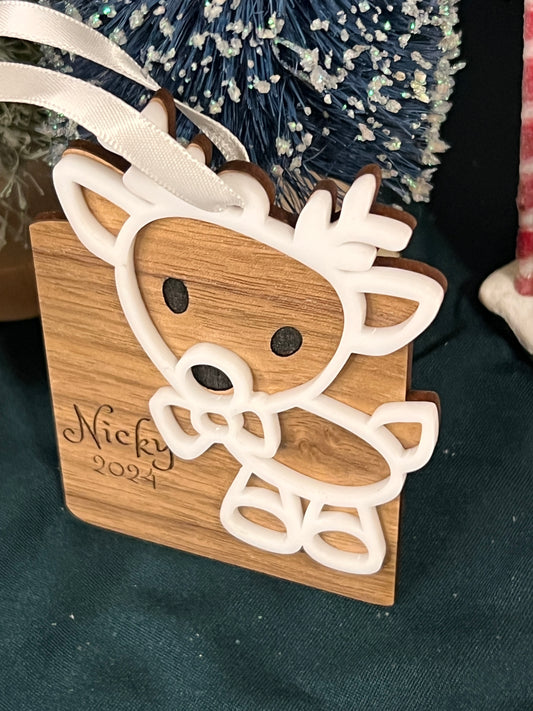 Personalized Reindeer Christmas Ornament