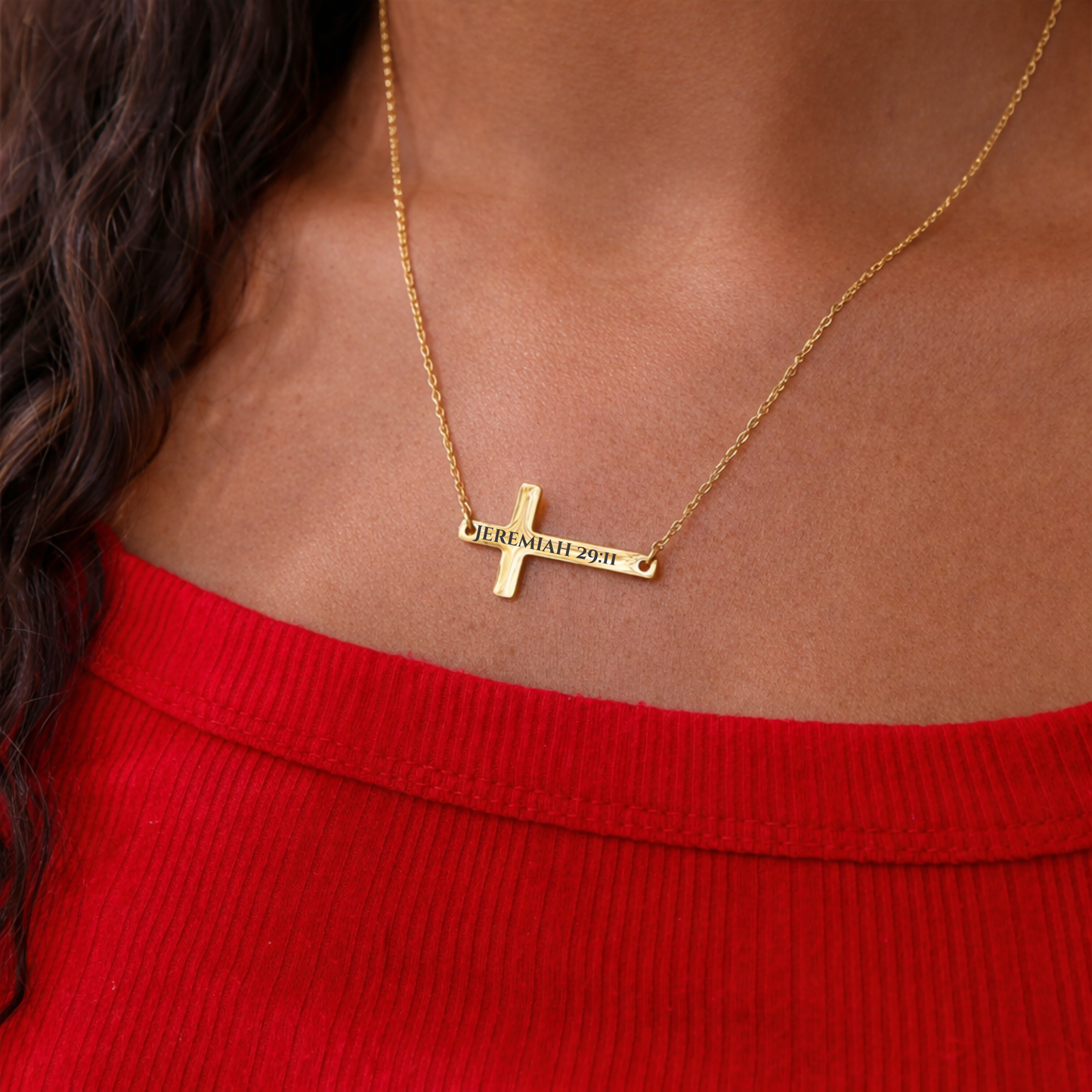Gold necklace with a cross pendant