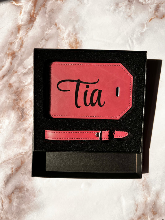 personalized leather luggage tag