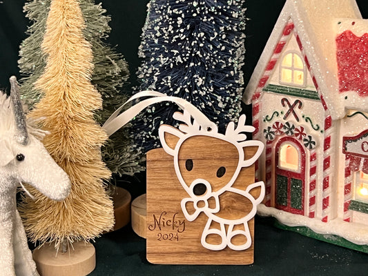 Personalized Reindeer Christmas Ornament