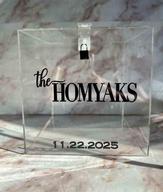 Clear acrylic block with name and date 